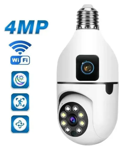 Bulb WIFI Dual 2 Lens 4MP-2MP Double Camera WIFI Smart Camera V380 Pro